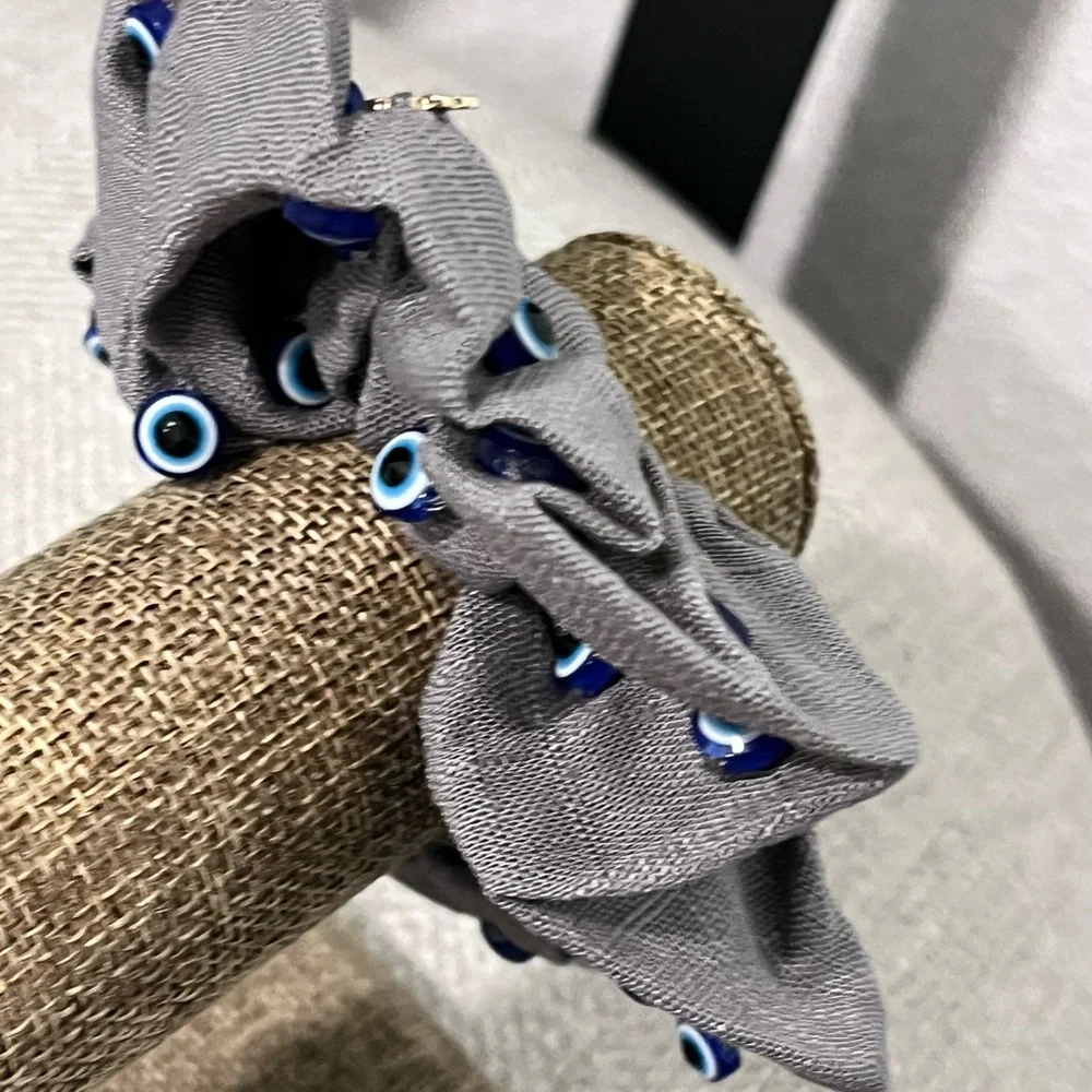 LELE SADOUGHI NWT AUTHENTIC EVIL 🧿EYE OVERSIZED WOVEN LINEN -BLEND SCRUNCHIE - Picture 11 of 11